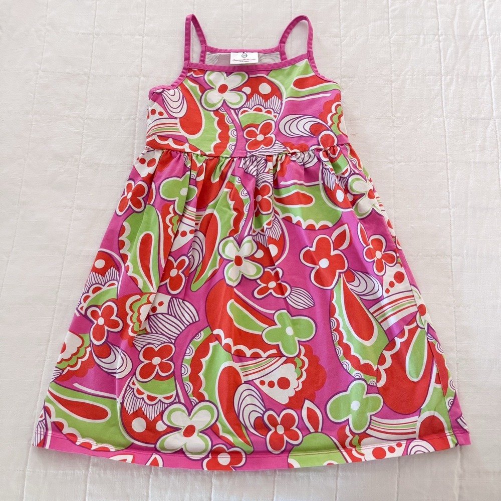 Hanna Andersson Sleeveless Tank Dress 120 Pink Summer Floral
